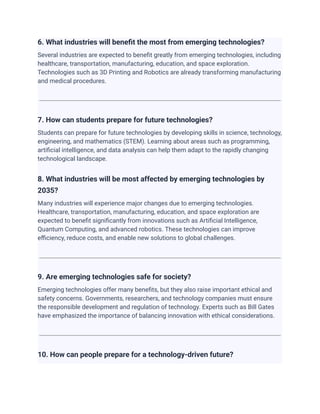 10 Emerging Technologies That Will Change the World by 2035 | PDF