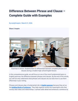 Difference Between Phrase and Clause – Complete Guide with Examples | PDF