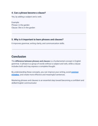 Difference Between Phrase and Clause – Complete Guide with Examples | PDF