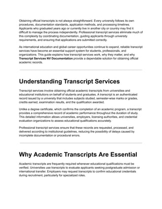 Transcript Services in India: Fast and Reliable | PDF