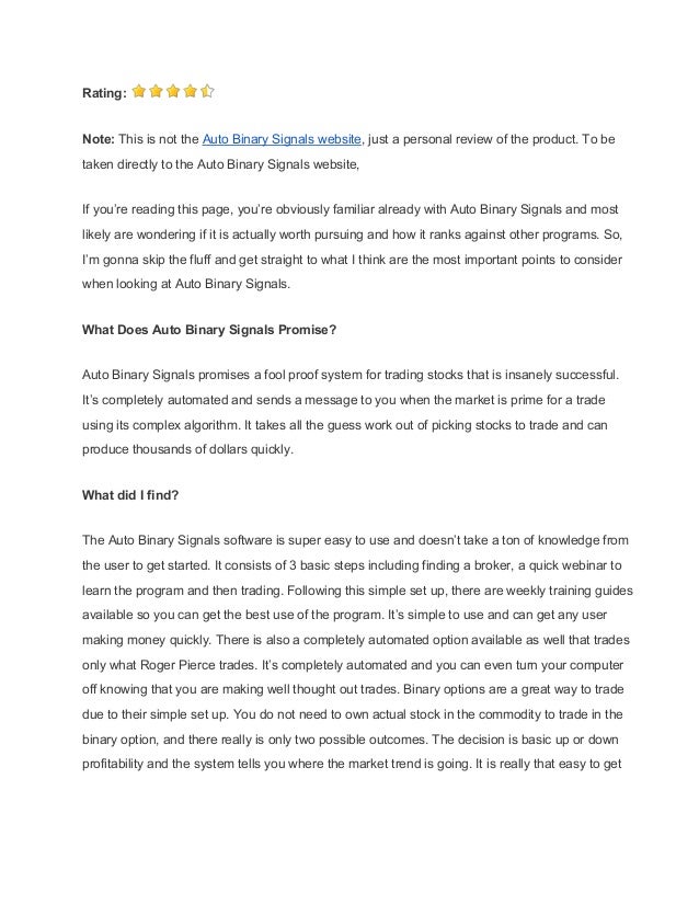 Binary option auto signals