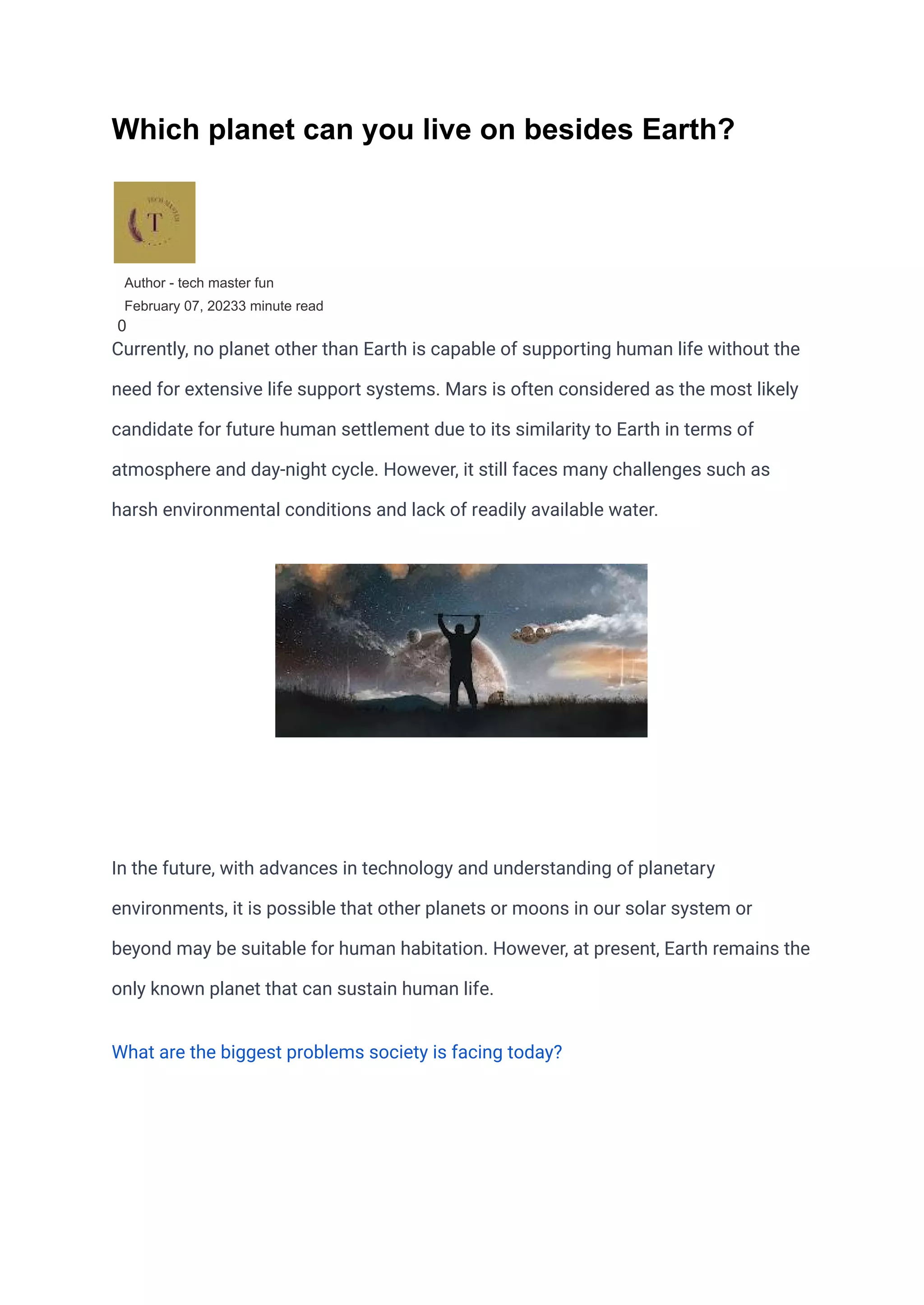 Which can you live on besides Earth? PDF