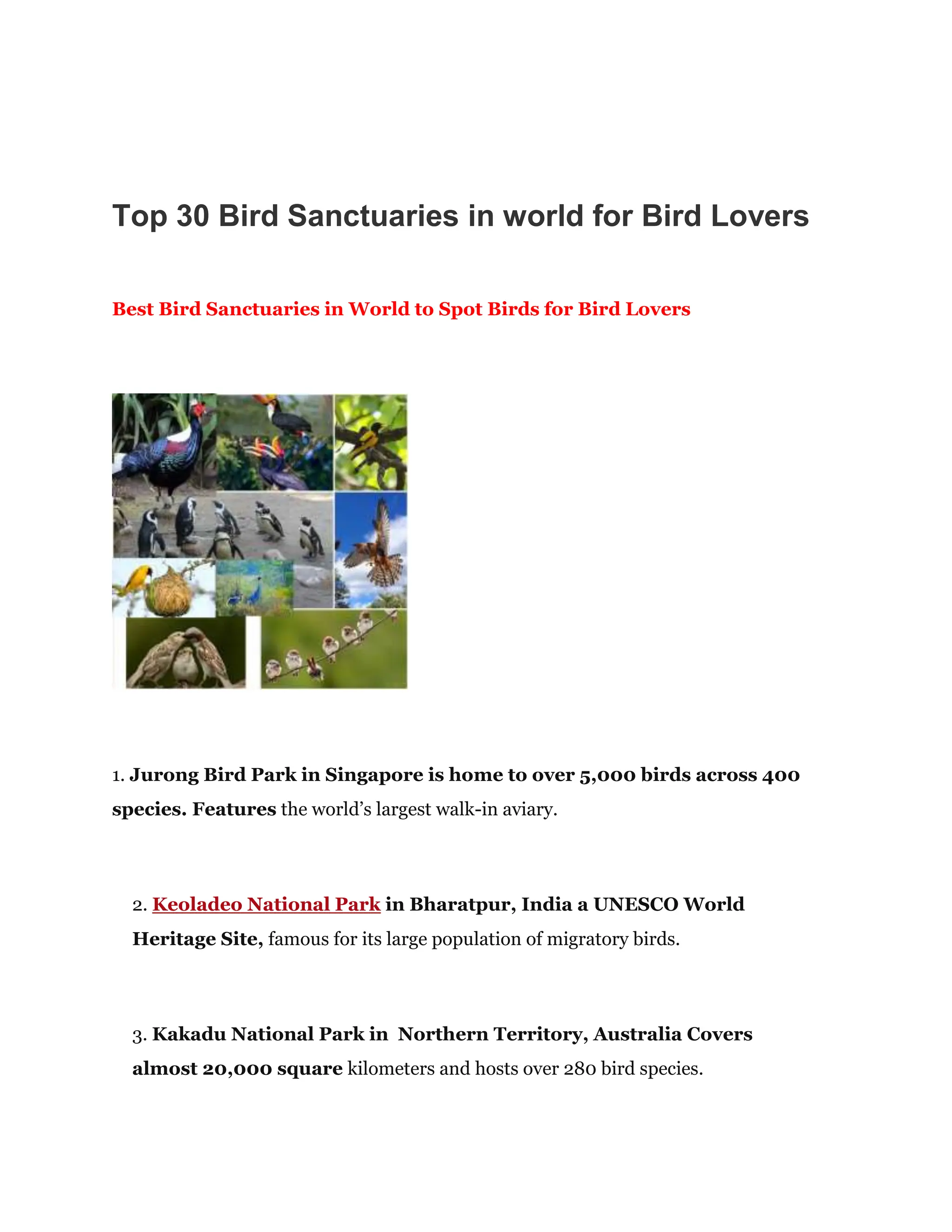 Image result for Top 30 Bird Sanctuaries in world for Bird Lovers Best Bird Sanctuaries ...