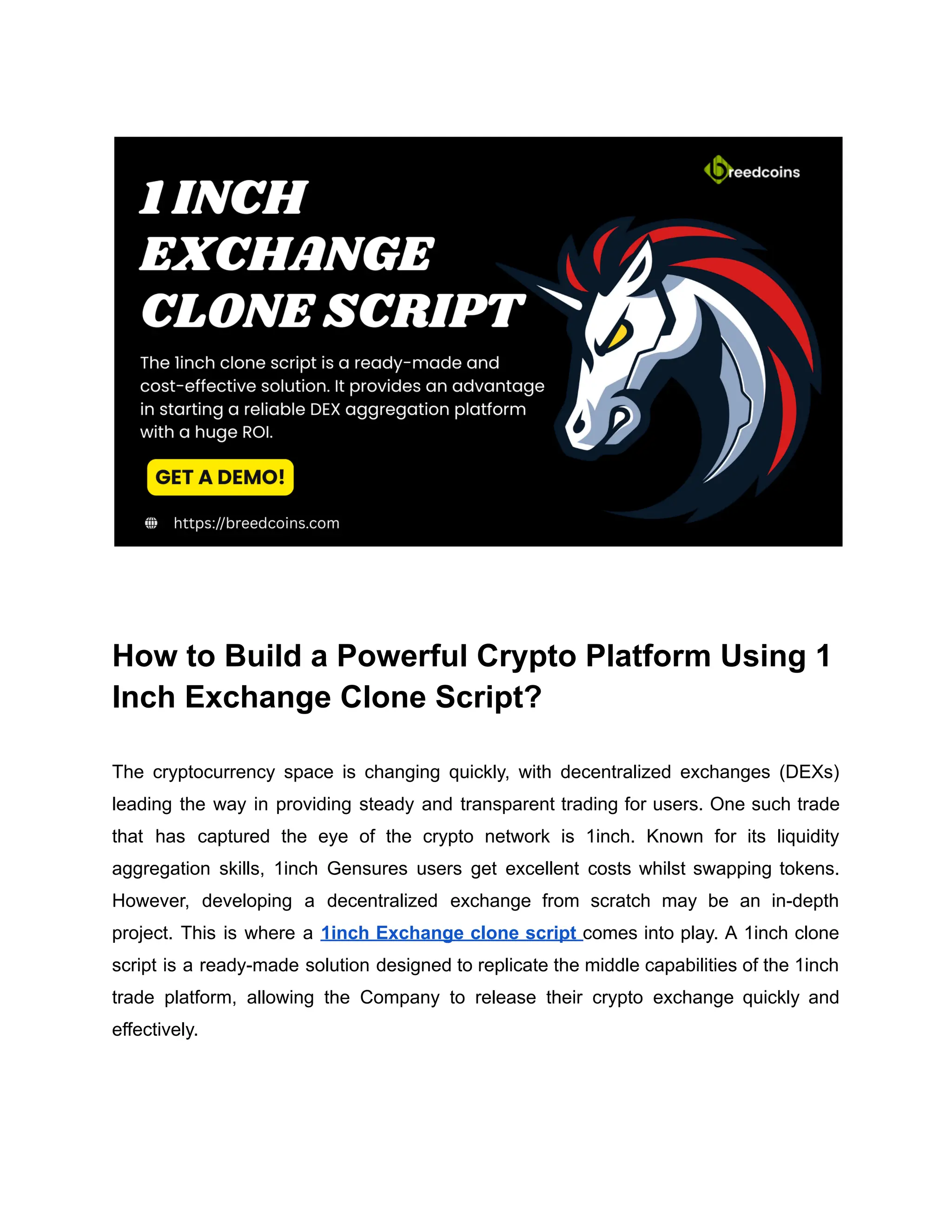 1 inch Exchange clone script development | PDF
