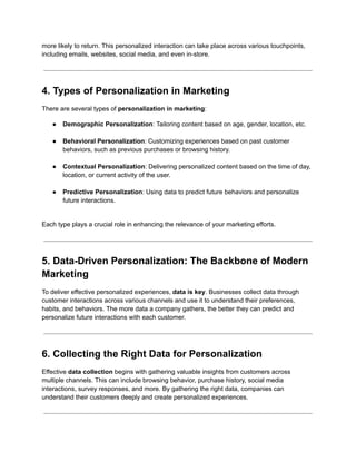 PERSONALIZATION IN MARKETING CUSTOMER EXPERIENCE | PDF