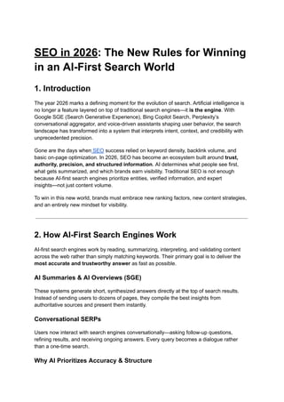 SEO in 2026: The New Rules for Winning in an AI-First Search World | PDF