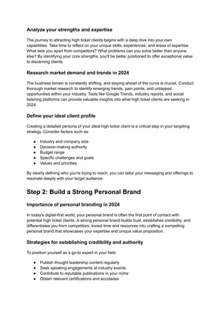 8 Key Steps to Landing High Ticket Clients in 2024 | PDF