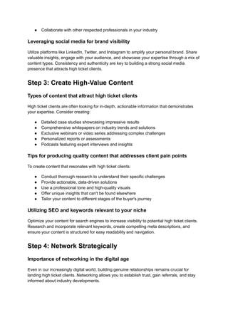 8 Key Steps to Landing High Ticket Clients in 2024 | PDF