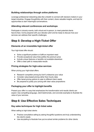 8 Key Steps to Landing High Ticket Clients in 2024 | PDF