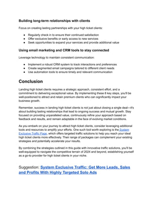 8 Key Steps to Landing High Ticket Clients in 2024 | PDF