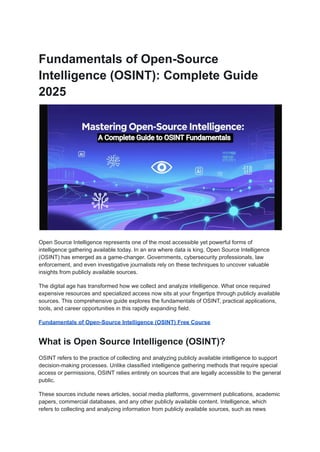 Fundamentals of Open-Source Intelligence (OSINT): Complete Guide 2025 | PDF