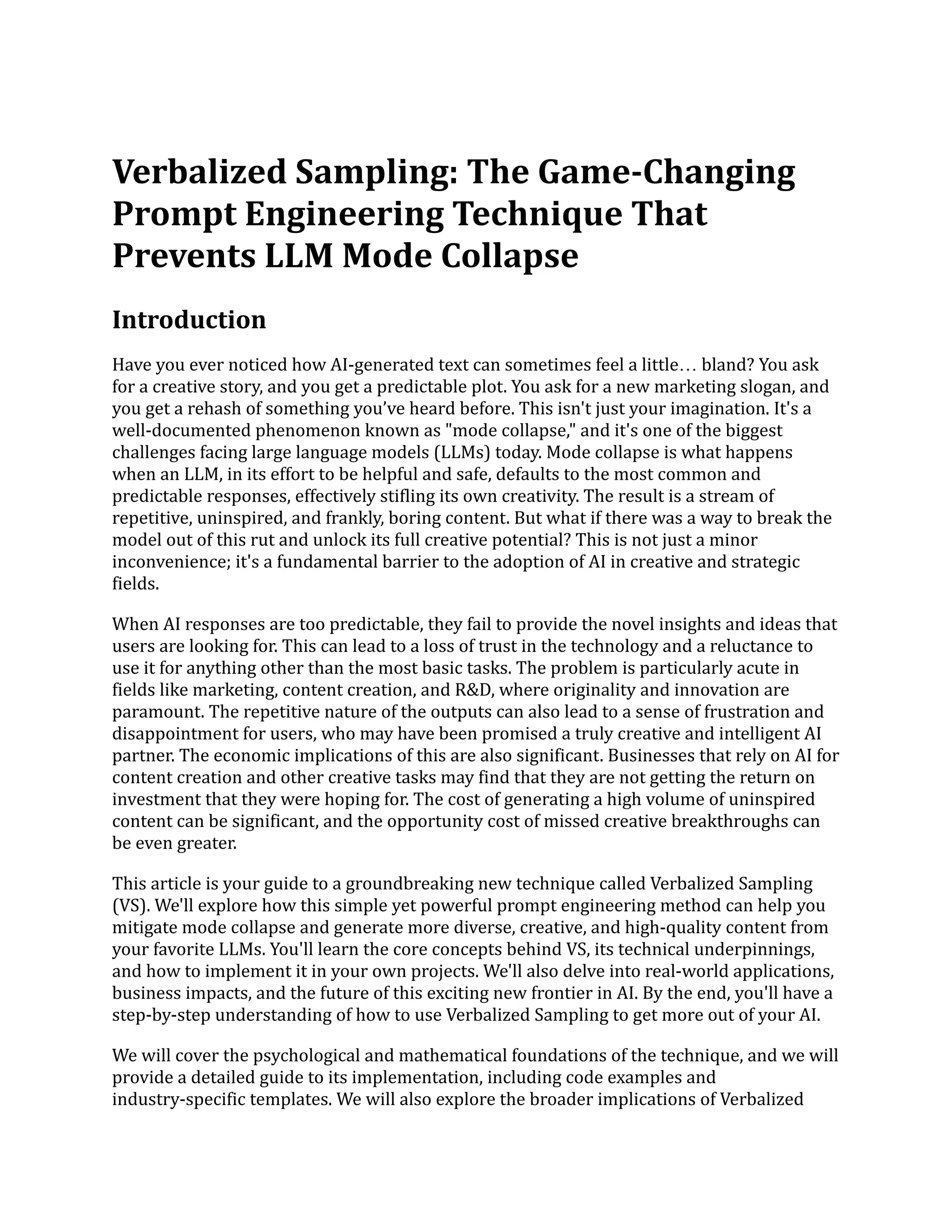 Verbalized Sampling: The Game-Changing Prompt Engineering Technique ...