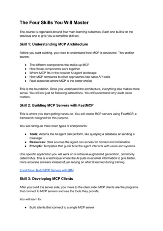 Build AI Agents using MCP Course By IBM: How to Develop Enterprise ...