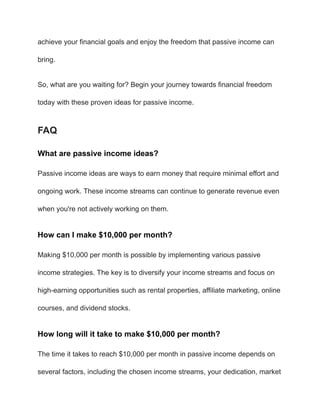 5 Passive Income Ideas to Make $10,000/Month in 2024 | PDF