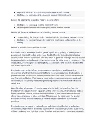 HOW TO MAKE PASSIVE INCOME | PDF