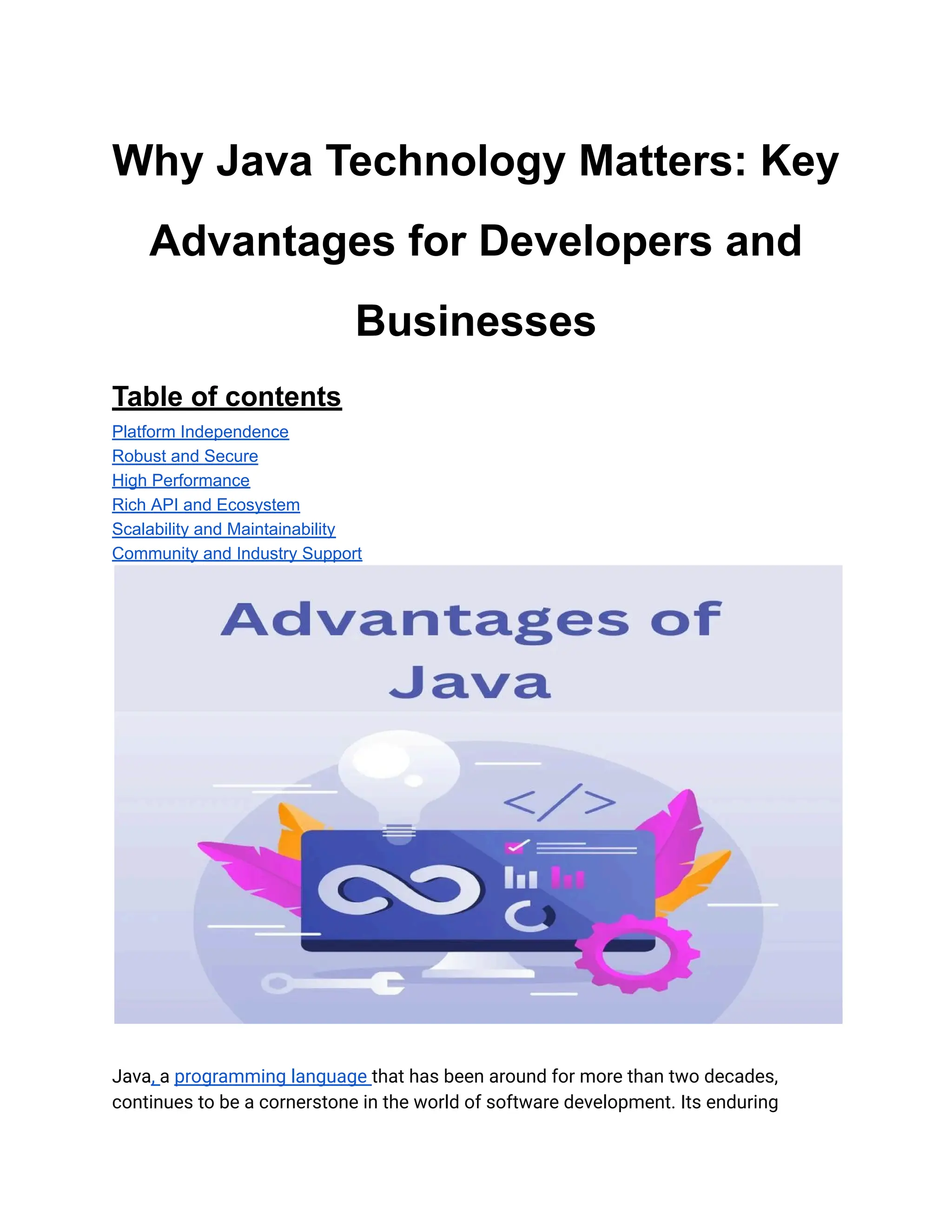 Key Advantages of Java Technology in this era | PDF