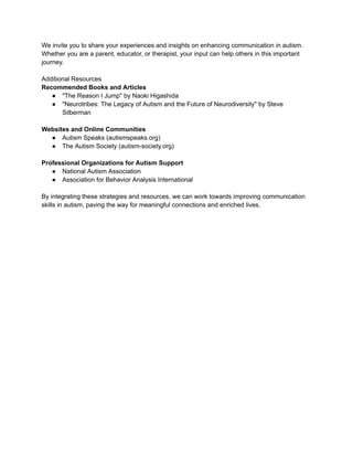 Strategies for Enhancing Communication in Autism | PDF