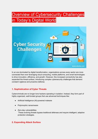 Overview of Cybersecurity Challenges in Today’s Digital World | PDF