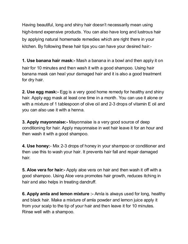 Hair Tips For Beautiful Long And Shiny Hair