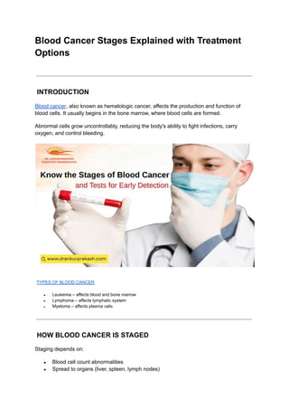 Blood Cancer Stages Explained with Treatment Options | PDF