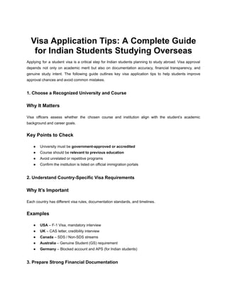 Visa Application Tips: A Complete Guide for Indian Students Studying ...