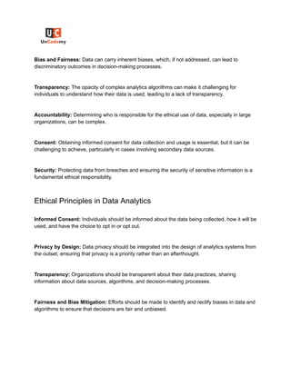 Ethical Considerations in Data Analytics | PDF