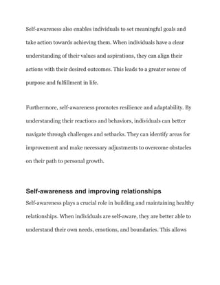 The Key to Success: How Self-Awareness Can Transform Your Life | PDF