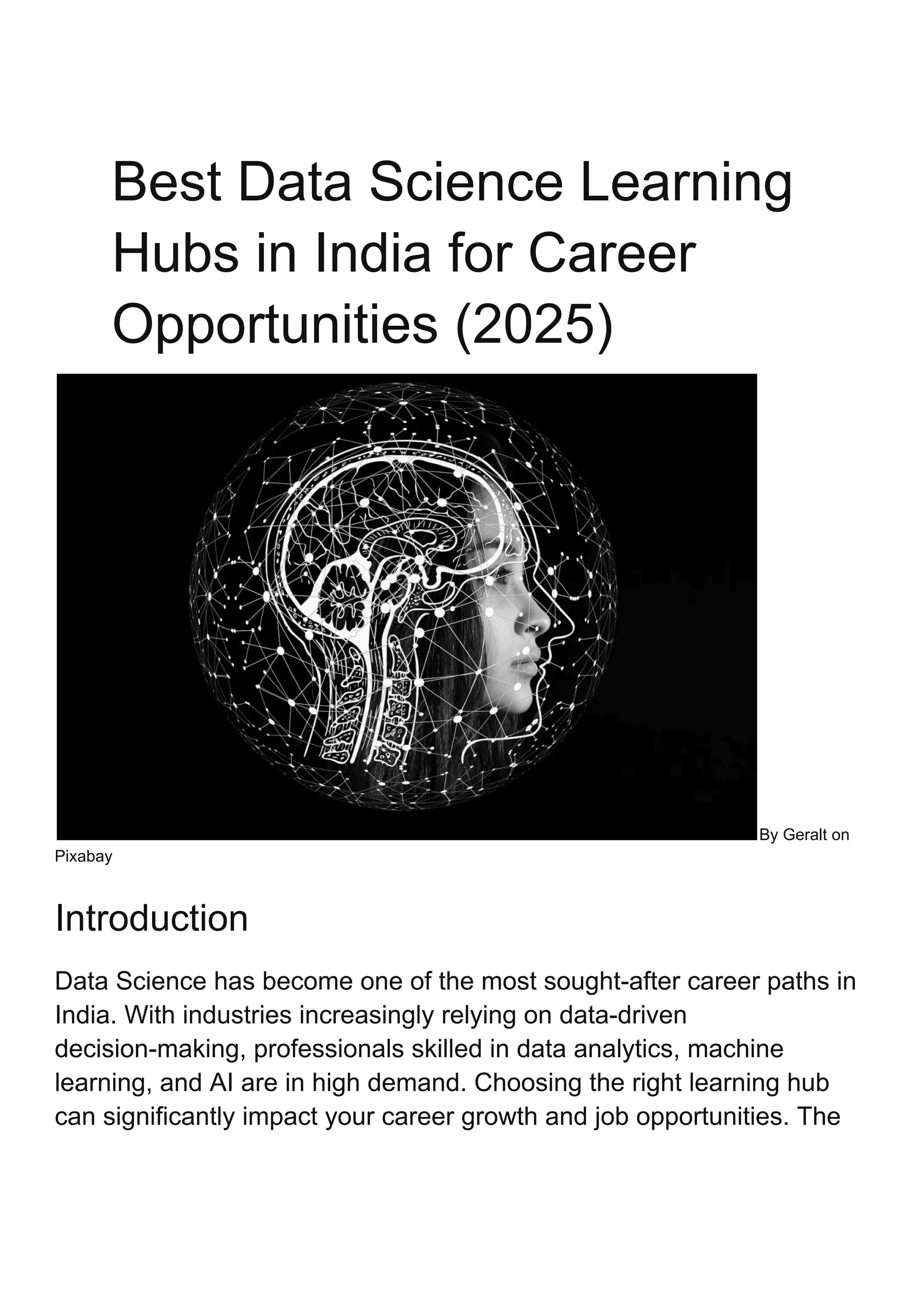 Best Data Science Learning Hubs in India for Career Opportunities (2025 ...