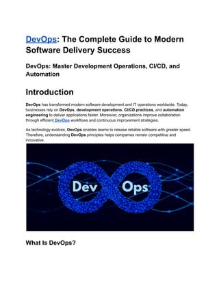 DevOps: Comprehensive Guide to Modern Software Delivery, CI/CD, and ...