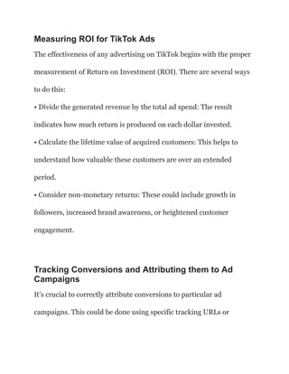 How to Maximize the ROI of Your TikTok Ads Campaign | PDF
