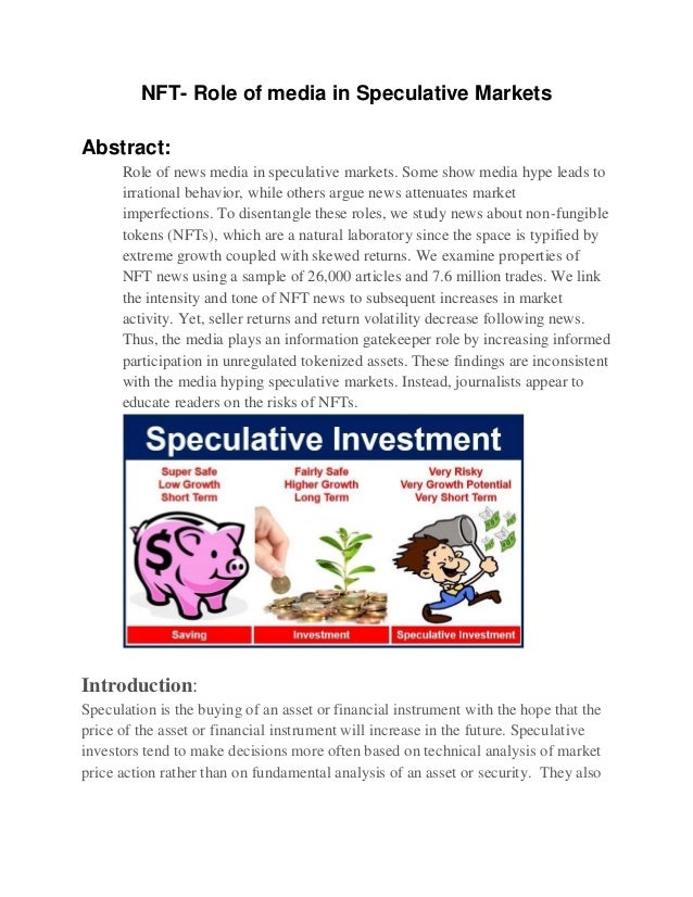 NFT Role of media in Speculative Markets PDF