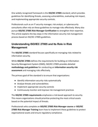 Understanding the Information Security Risk Management Process with ISO ...