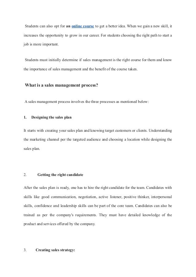 Basic Understanding Of A Sales Management Course