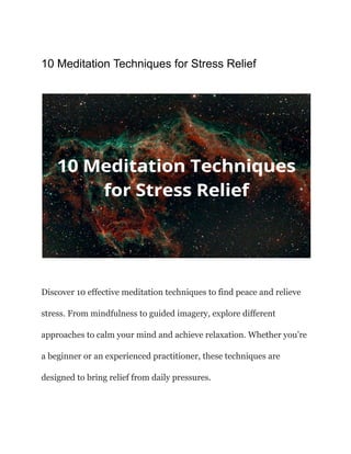 Curated visual reference: Gallery Detail: 10 Meditation Techniques For Stress Relief