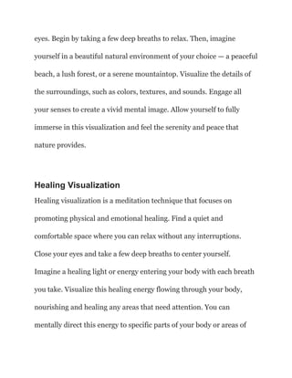 10 Meditation Techniques for Stress Relief | PDF