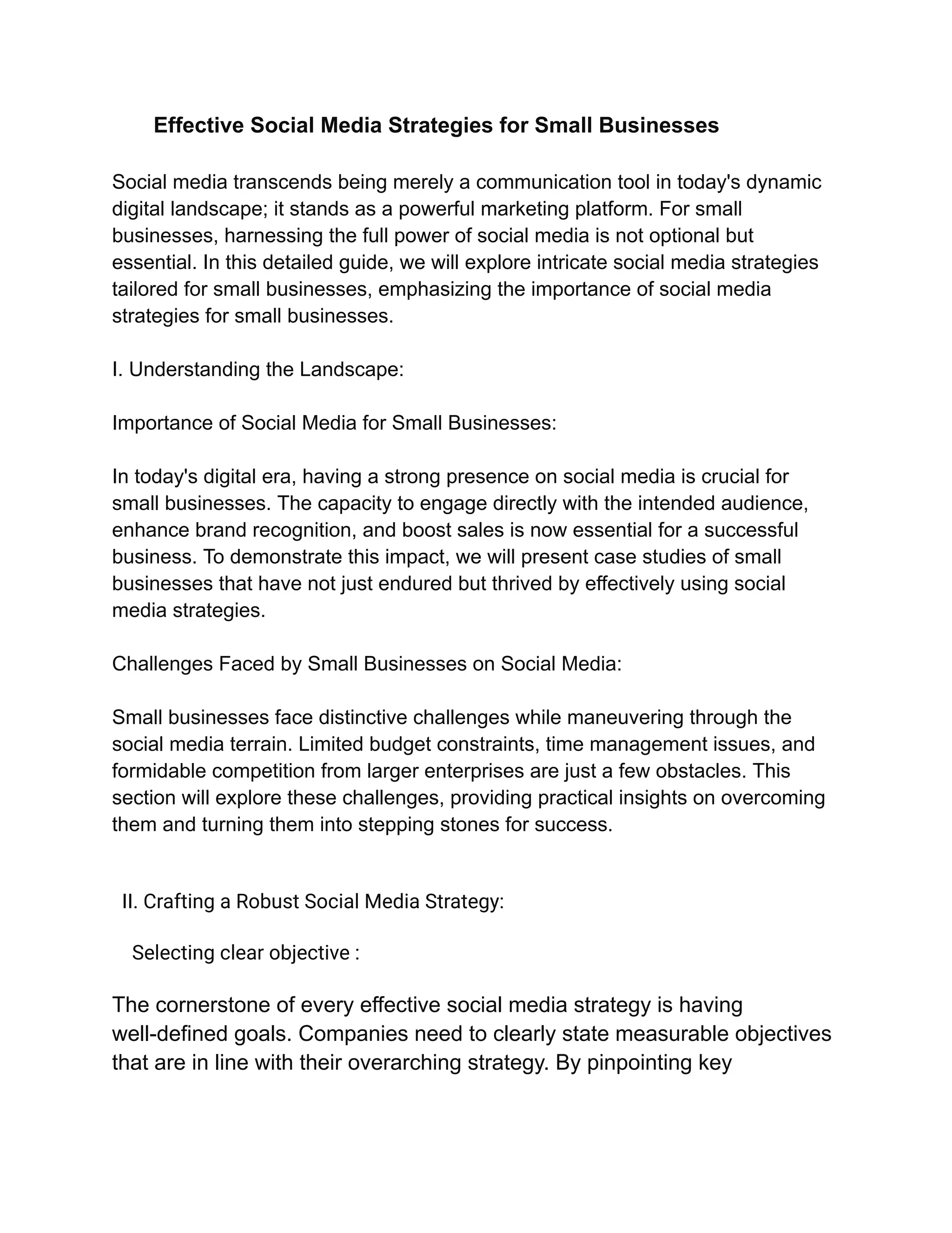Social Media Strategies for Small Businesses | PDF