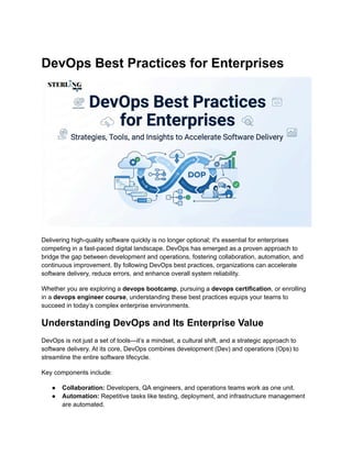 DevOps Best Practices for Enterprises: Accelerate Software Delivery and ...