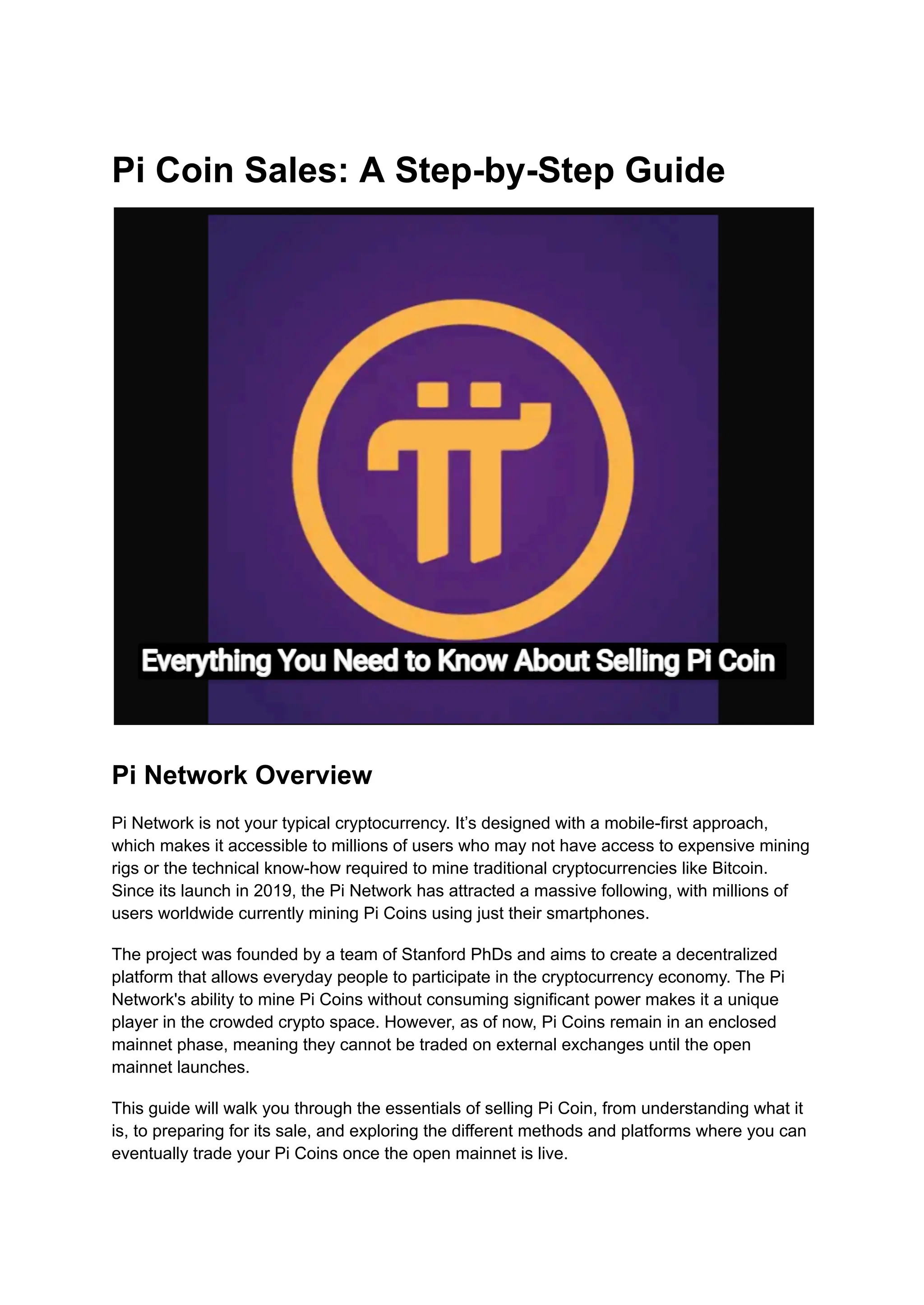 How To Sell Pi Coin: A Step-by-Step Guide | PDF
