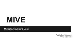 MIVE
Microdata Visualizer & Editor
Pasaila Ioan-Alexandru
Blaga Alexandru

 