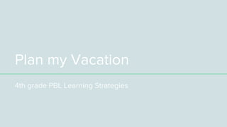 Plan my Vacation
4th grade PBL Learning Strategies
 