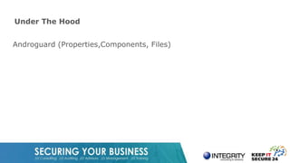 Under The Hood
Androguard (Properties,Components, Files)
 