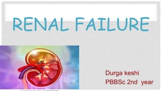 RENAL FAILURE
Durga keshi
PBBSc 2nd year
 