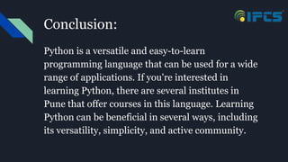 PYTHON COURSE IN PUNE | PPT