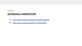 WORKING ANIMATION
❖ https://www.youtube.com/watch?v=hPHcNY8VMdQ
❖ https://www.youtube.com/watch?v=tcjkyN4UR-k