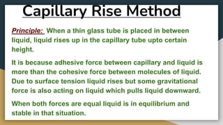 Capillary Tube Method Surface tension | PPTX