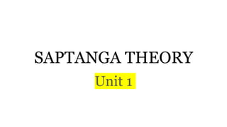 SAPTANGA THEORY
Unit 1
 