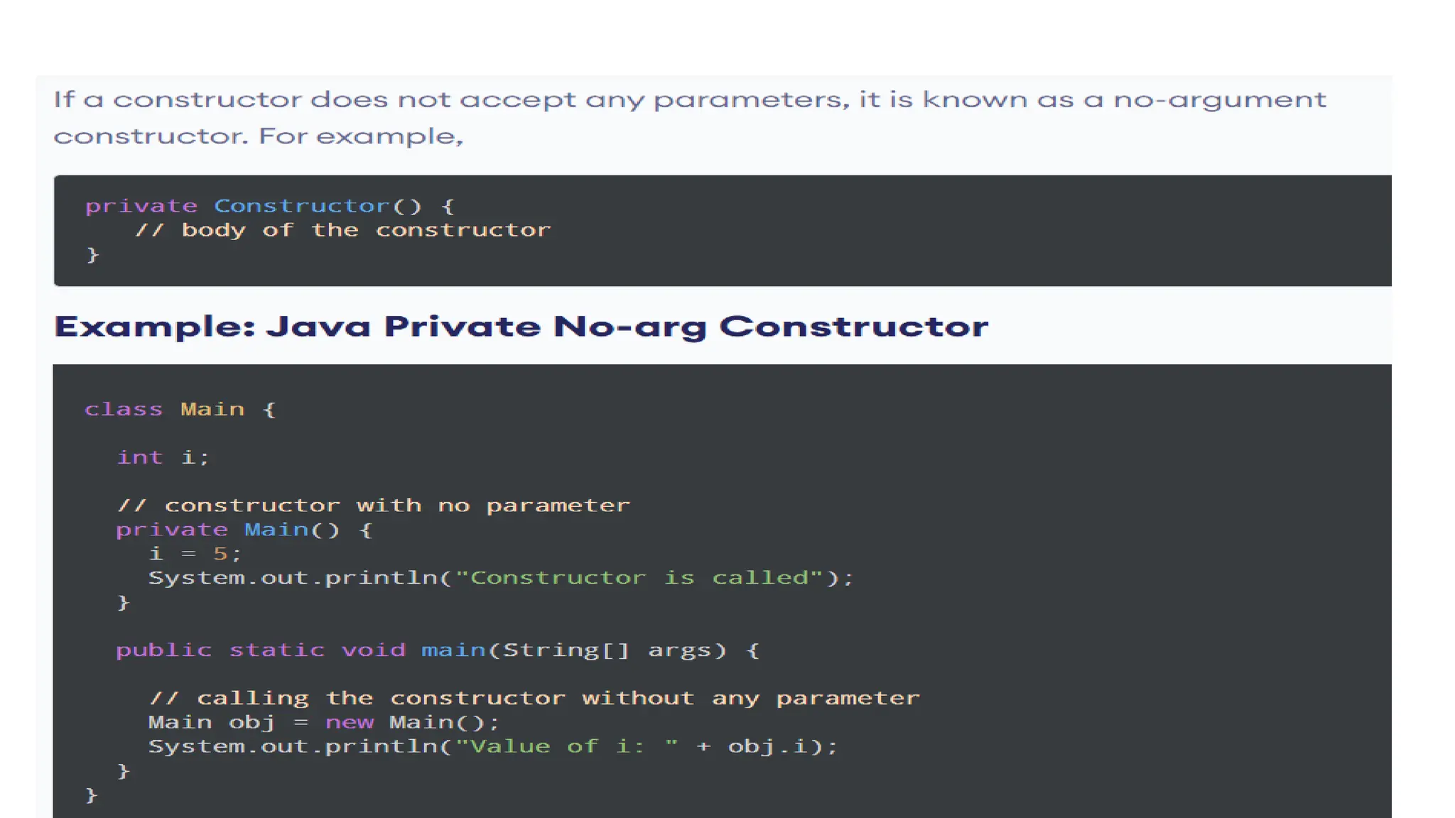 1. Java No-Arg Constructors
 