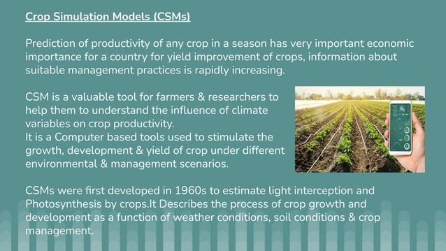 Crop Stimulation models and their uses for optimization of Agricultural ...