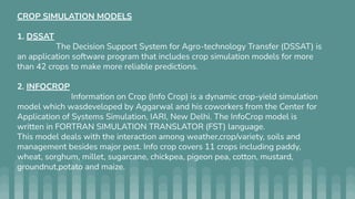 Crop Stimulation models and their uses for optimization of Agricultural ...
