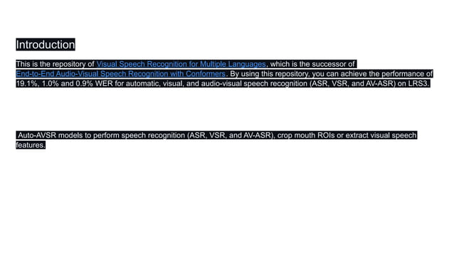of Visual Speech Recognition for Multiple Languages | PPTX